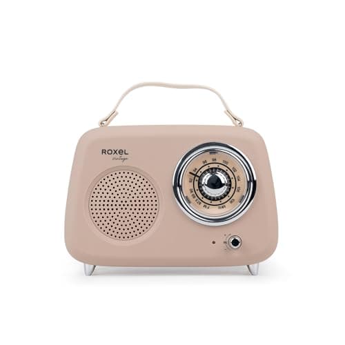 Image of Roxel RFM01 Retro FM Radio Party speaker – Timeless Design, Superior Sound, FM Radio, MP3 Playback & Wireless BT Streaming, Perfect as a Gift (Cream)