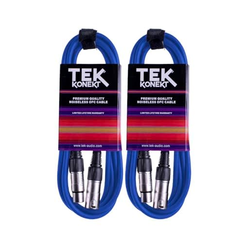 Image of Premium XLR Cable for a Clear Audio Signal with Balanced Male to Female Microphone Lead, plus Cable Tie, for professional DJ, stage and studio (Blue, 2 x 3m)