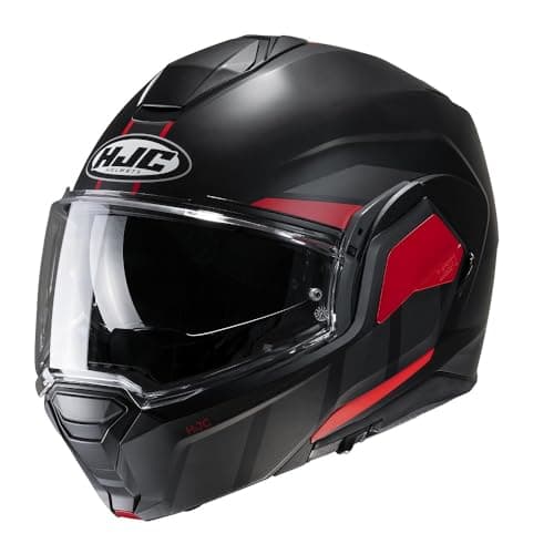 Image of HJC I100 Beis Flip Front Motorcycle Helmet Modular Flip Up Scooter Moped Lid Red (M)