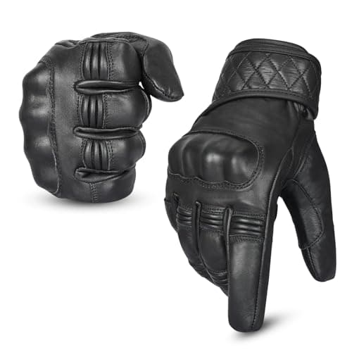 Image of Hand Fellow Leather Motorbike Motorcycle Gloves Heavy Duty Thinsulate 3M Hipora Windproof Waterproof Winter All Weather Gloves Touch Screen hard Knuckle (XL, Non Perforated Water Proof)
