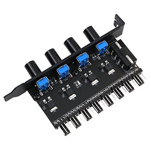 Image of POFET Chassis Fan Hub PC 8 Channel Fan Hub 4 Knob Cooling Fan Speed Controller for CPU Chassis PCI Bracket 0 to 12V Fan Control