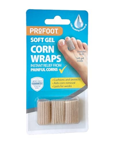 Image of Profoot Soft Gel Corn Wraps - Instant Relief from Painful Corns - Cushions and Protects - Contains Soft Gel, Reduces Pressure and Friction - Contains 3 Washable & Reusable Toe Wraps