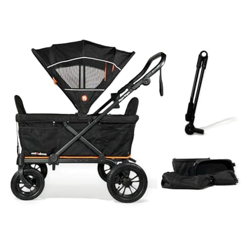 Image of Out'n'About Nipper Wagon Adventure Bundle | Foldable All-Terrain Wagon Stroller with Seating for 2 Kids & Gear, Newborn-7 Years, Up to 60kg | Rain Cover, Explorer Pack and Pull Bar Included
