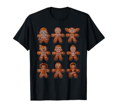 Image of Star Wars Unisex Black Christmas Gingerbread Characters T-Shirt