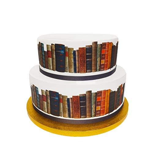 Image of Edible Decor Icing Sheet Vintage Books Border Ribbon - Perfect for Decorating Your Cakes- Easy to Use