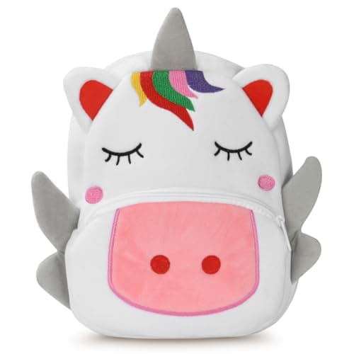 Image of Aomig Toddler Animals Backpack, Nursery Kids Mini Furry Backpack, 3D Cute Animal Cartoon Backpack School Bag, Baby Preschool Rucksack, Toddler Animal Cartoon Preschool Rucksack(Unicorn)