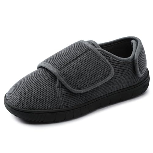 Image of Mens Slippers With Memory Foam Comfy Adjustable Indoor Outdoor House Slippers for Men Grey 9