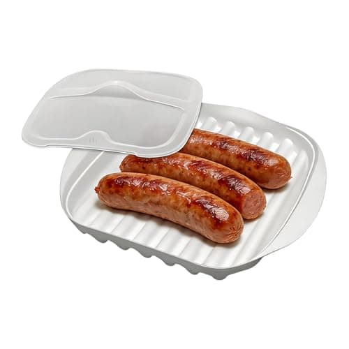Image of Microwave Bacon Cooker Tray - Covered Non-Stick Grill Rack-Dish, Even Heating Drain System Design, Lightweight Kitchen Tool, Cooking Accessory Item, Meat Pizza Breakfast Prep Home Use