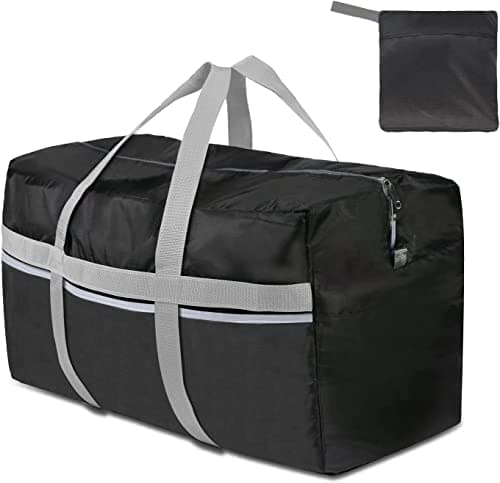 Image of Foldable Travel Bag, 96L Extra Large Holdall Bag, Packable Duffle Bag, Lightweight Waterproof Duffel Bag, Black