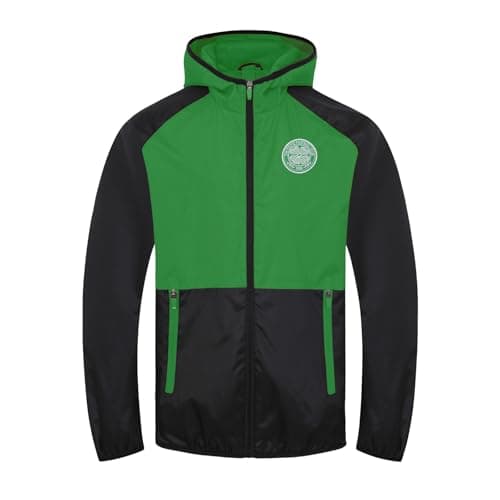 Image of Celtic FC Official Gift Boys Shower Jacket Windbreaker Black Green 6-7 Years