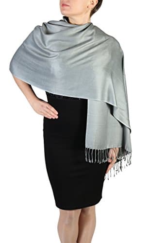 Image of Dark Silver/Grey York Shawls Pashmina Scarf Wrap Shawl Stole - Tassel Finishing - Handmade