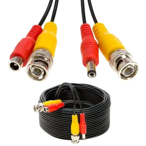 Image of TIFFORA 2-in-1 BNC Video Power Cable, BNC DC Power Video Lead Cables For CCTV Security Camera DVR Extension Cable, 5M 10M 15M 20M 25M 30M 40M 50M, Black Color (10 Meter)