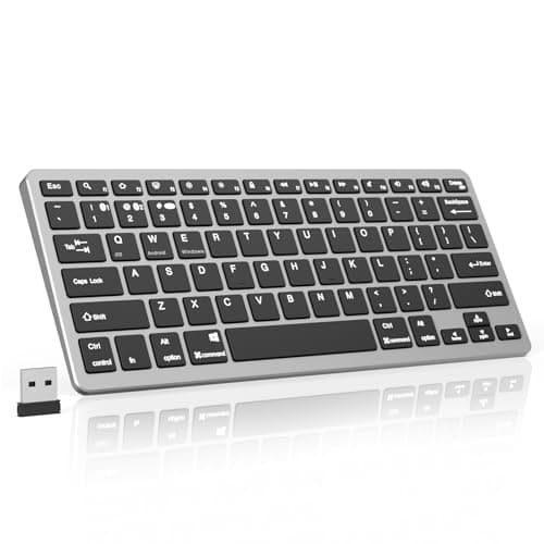 Image of KVTVOU Wireless Keyboard, Rechargeable Ultra-Slim Mini Silent Scissor Switch Keyboard with Multi-Device Switching, 2.4G USB Receiver, Multi-OS Compatible for Laptop, PC, Mac, Tablet, QWERTY, Black