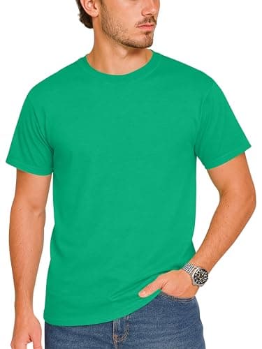 Image of LUXY LINE Men’s Plain T-Shirt Crew Neck & Short Sleeve Cotton Top for Adults Soft and Durable Gym Tees for Men (S-2XL) Kelly Green