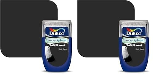 Image of Dulux Simply Refresh Feature Wall Matt Emulsion Paint - Rich Black - 30ML, Tester, 5569131 (Pack of 2)