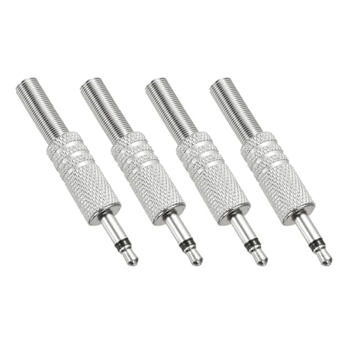 Image of sourcing map 4 Pcs 1/8" TS Audio Male Plug, 3.5mm Mono Jack Plug Adapter Replacement, 1 Pole Solder Jack Cable Connector for Speaker Microphone Guitar (Carved Style, Silver Tone)
