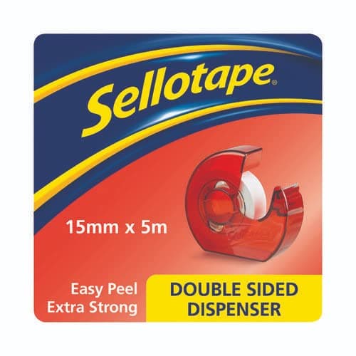 Image of Sellotape Double Sided Tape and Dispenser 15mm x 5m 1766008 + Free Finchley Refill Pen