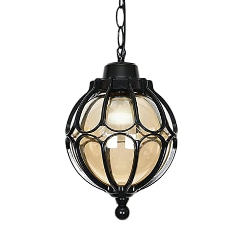 Image of IP65 Waterproof Hanging Lantern Light Retro Pendant Lamp Shade Chandelier Globular Outdoor Ceiling Exterior with Bubble Glass and Adjustable Chain for Porch, Patio, Rustic Bronze Chandelier Made in