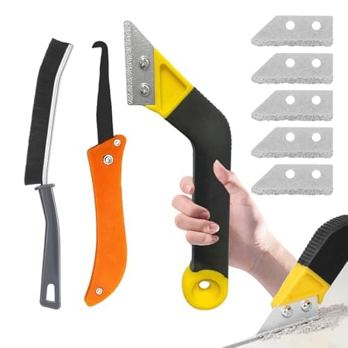 Image of Pro Grout Removal Tool, Grout Rake Removal Tool Tile Grout with 5 Pieces Extra Replacement Accessories and 1 Hand Saw Angled Grout Rake, 1 pcs Brush for Tile Grout Remover