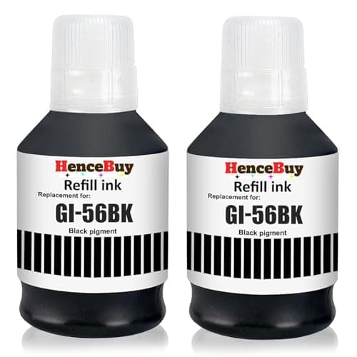 Image of HenceBuy GI-56BK Black Ink Bottles Compatible for Canon GI-56 GI56 BK for Canon MAXIFY GX7050 GX6050 GX5050 GX4050 GX3050 Printer (2 Black)