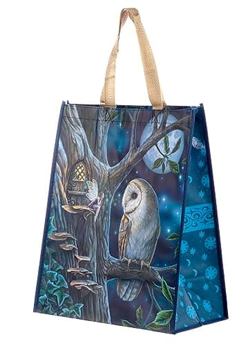 Image of Puckator Lisa Parker Fairy Tales Owl and Fairy Reusable Shopping Bag - Shoulder Bags -Big Foldaway Handbags for Women - Canvas Tote Bags for Women - Hand Bag - Large Ladies Bags - Aesthetic Stuff