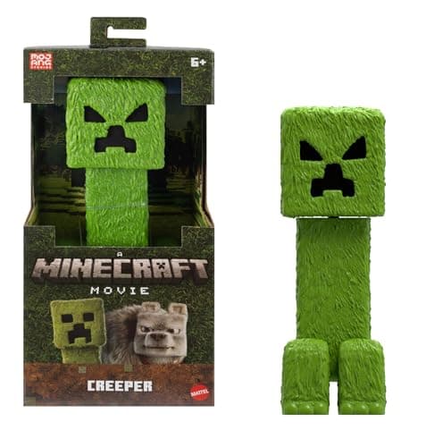 Image of Mattel Minecraft Large-Scale Action Figure, 12-inch Posable Creeper Toy Collectible Inspired by A Minecraft Movie, JFR66