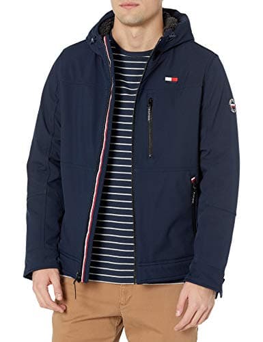Image of Tommy Hilfiger Men's Soft Shell Sherpa Lined Performance Jacket, Midnight Tech, M