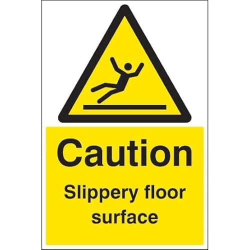 Image of Caution Slippery Floor Surface - Portrait - safety sign self adhesive vinyl weather proof label sticker - 15cm x 20cm - (MPN-230105)