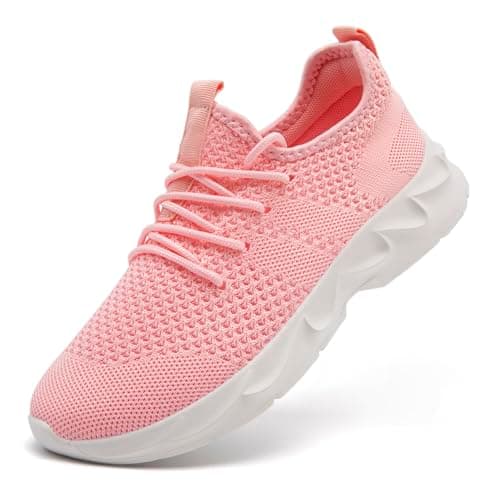 Image of ZDFQLGV Womens Running Trainers Walking Shoes Slip on Sneakers Breathable Workout Lightweight Non Slip Tennis Shoes Pink 6