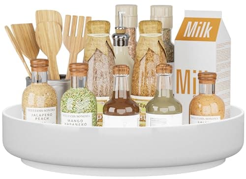 Image of EKNITEY Metal Lazy Susan Turntable - 33cm (13 inch) Cupboard Organiser Rotating Spice Rack for Kitchen Refrigerator Pantry Cabinet