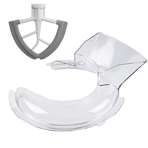 Image of Pouring Shield for KitchenAid 4.5 and 5 Quart Tilt-Head Stand Mixers Stainless Steel Bowls ONLY, Secure Fit Splatter Guard, and Flex Edge Beater for KitchenAid 4.5-5Qt Tilt-Head Stand Mixers