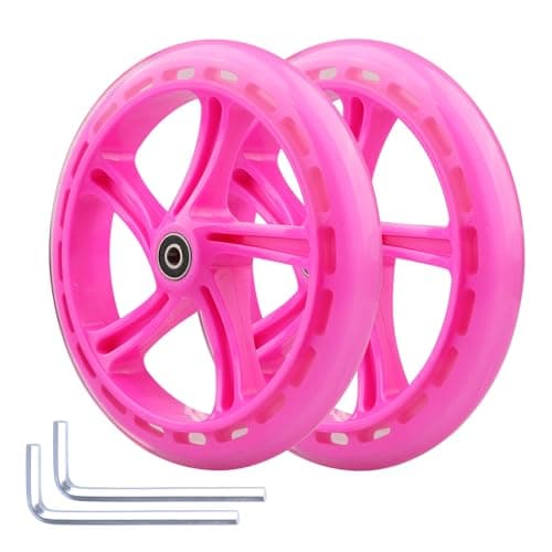 Image of WHEELGOO 8-inch Scooter PU Replacement Wheels 200mm Scooter Wheels for Razor A5 Kid Youth Adult Kick Scooter, Pack of 2 (Pink)