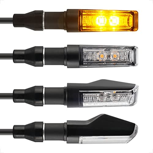 Image of evermotor 12V Indicators, Universal Motorcycle LED, Aluminum Turn Signal Lights Double LED, IP67 Waterproof, E13 E-mark, Yellow, 4Pcs