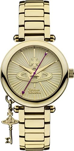 Image of Vivienne Westwood Women's Kensington II Quartz Watch with Gold Dial Analogue Display and Gold Stainless Steel Bracelet VV006KGD