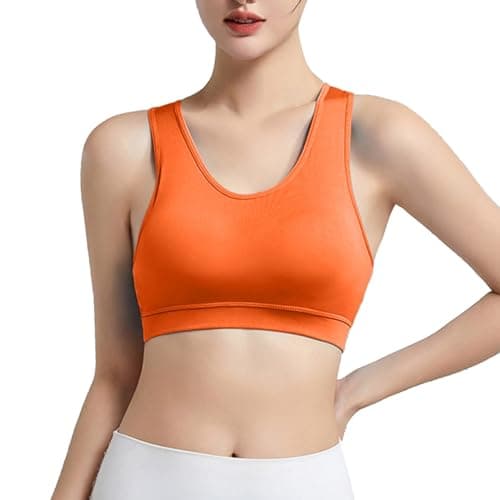 Image of Generisch Women Sports Bra Solid Color Fashion Running Back Yoga Vest High Strength No Underwire Push Up Sports Bra Stuff, orange, XXL