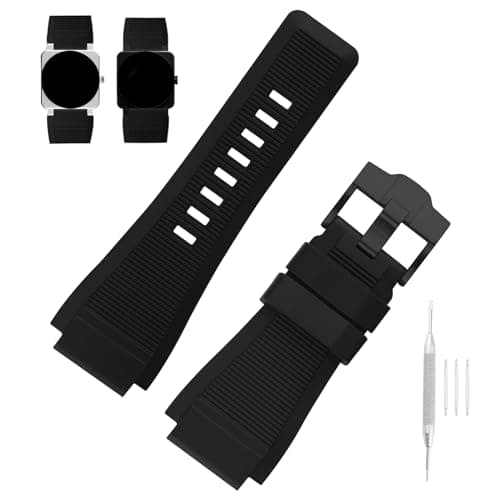 Image of MMBAY Rubber Watch Bands Compatible for Bell & Ross B&R BR-01 BR01 BR-03 BR03 BR03-92 Diver 24mm*33mm Silicone Strap Replacement Wirstband for Men and Women Waterproof Bracelet Watch accessories