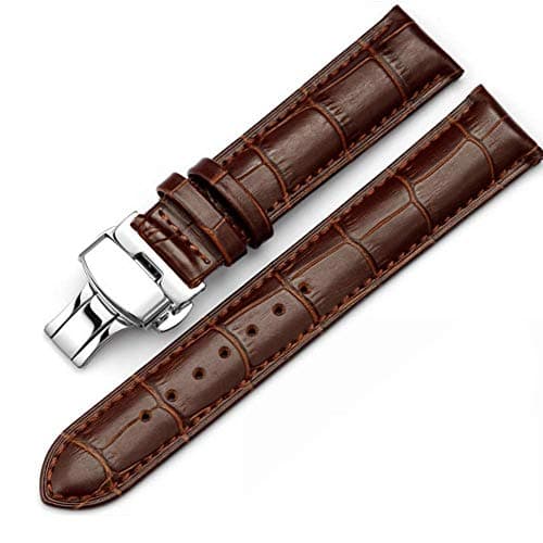 Image of 20mm Genuine Leather Deployment Buckle Watch Band Strap for CERTINA DS Podium Dark Brown