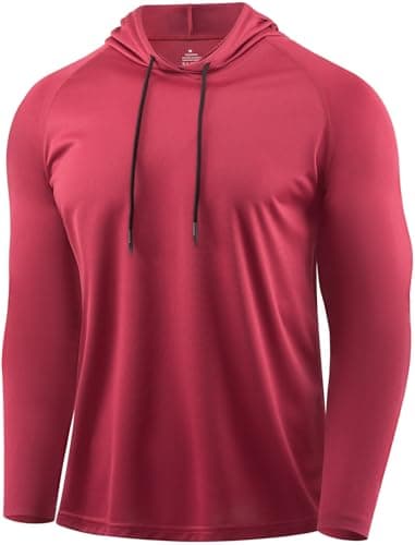 Image of Men Quick Dry Hoodie Shirts Long Sleeve Pullover Sweatshirt Running Errands Lounging Daily Work Red M