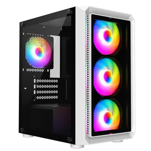 Image of GameMax Icon White Micro-ATX TG Gaming Case with 2 x Darkened Tempered Glass Panels & 4 x 12cm Inner-Ring ARGB Fans & 6-Port Hub