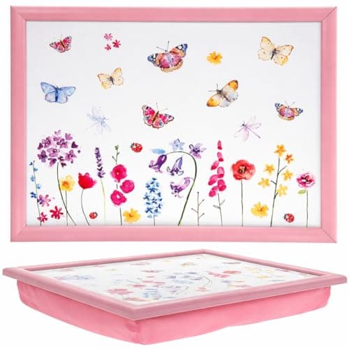 Image of Tamersgifts Cushioned Laptrays Lap Tray TV Dinner Bean Bag Padded Cushion Gift (Butterfly Garden Laptray)