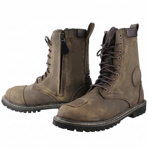 Image of VPR Viper R30 Leather Motorcycle Touring Boots - Motorbike Riding Rugged Boot for Men CE Approved Waterproof (Brown, UK Footwear Size System, Adult, Men, Numeric, Medium, 7.5)