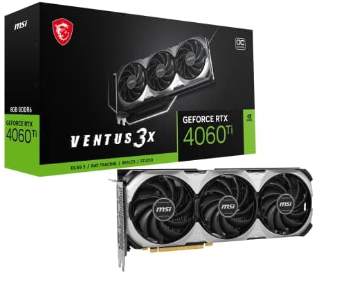 Image of MSI Gaming GeForce RTX 4060 Ti 8GB GDRR6 128-Bit HDMI/DP Nvlink TORX Fan 4.0 Ada Lovelace Architecture Graphics Card (RTX 4060 Ti Ventus 3X 8G OC)