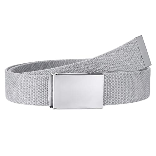 Image of WedDecor Unisex Webbing Belt Fits 26-51 Inches Army Combat Style Cotton Fabric Canvas Material With Shiny Silver Buckle Slide Catch Clamp for Casual Wear
