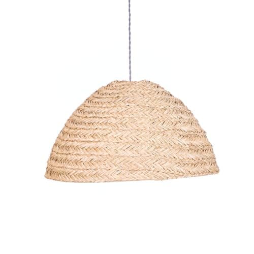 Image of Seagrass Ceiling Light Shade Dome Shaped Pendant Light Lamp Shade Easy Fit Retro Boho Mid-Century Modern Style Lampshade with Chevron Woven Finish
