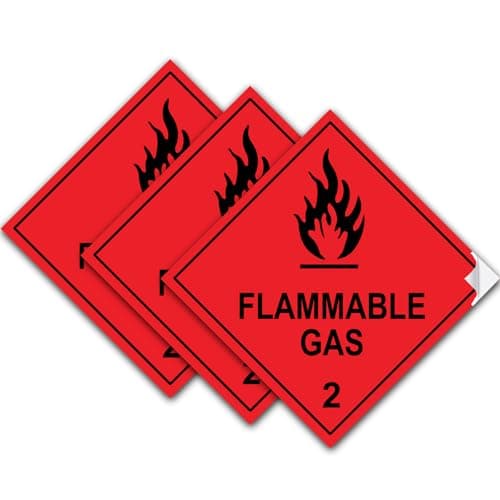 Image of SAFESIGN (3 Pack) Flammable Gas Vinyl Sign Stickers 100 X 100mm - Waterproof Vinyl Conforms to EN ISO 7010:2012 Public Safety