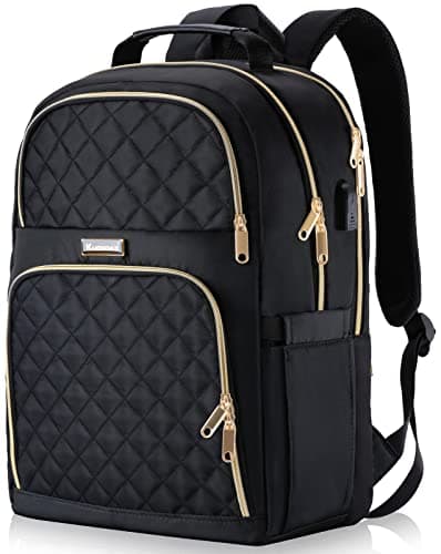 Image of Kuosdaz Backpack Women, 15.6 Inch School Bags for Girls, Laptop Backpack Women with USB Charging Port, Stylish Laptop Rucksack Daypack for College, Uni, Travel, Work, Black