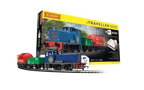 Image of Hornby Train Set - R1271M iTraveller 6000 Digital OO Gauge Locomotives Model Railway Train Sets, Starter Electric Model Train Kits - Steam Engine Model Building Kits, 1:76 Scale Model Train Gifts