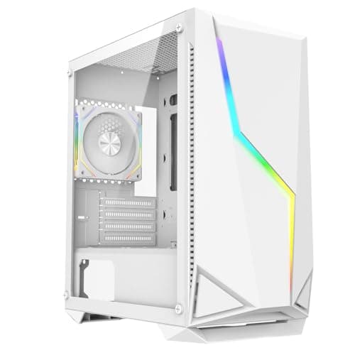 Image of Gaming PC Tower - Intel Core i5, GT 710 2GB, 16GB RAM, Dual Storage (128GB SSD + 1TB HDD), Windows 11, 1-Year Warranty – Ultimate Home & Office Gaming PC Set (Galaxy White)