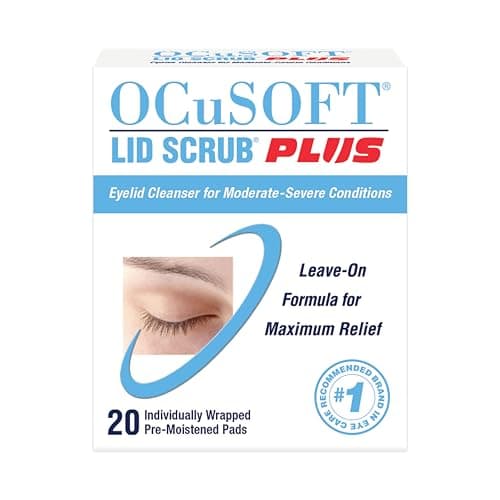 Image of OCuSOFT Lid Scrub Plus 20 Wipes for Eyes, Cleansing, Moisturizing, Treating Dry Eye, Meibomian Gland Dysfunction, Blepharitis Including Demodex