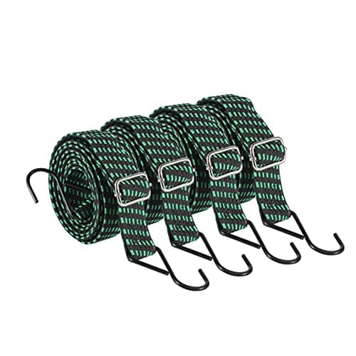 Image of Yorkmills Bungee Cords with Hooks, 4 Pack 120cm Heavy Duty bungee straps with hooks, Adjustable Rubber Rope with Metal Buckle, Extra Strong Flat Elastic Straps for Luggage Roof Racks Moving Cargo